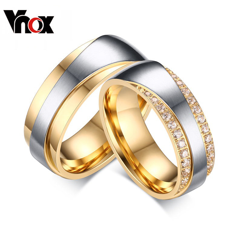 Wedding Rings for Women Men Promise Lover Valentine's D Gift Gold color Stainless Steel