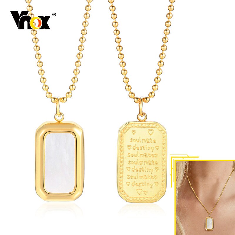 Vnox Women Geometric Necklace, Gold Tone Solid Stainless Steel Rectangle Square Pendant, Girls Soulmate BFF Party Jewelry
