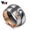 Vonx 1Pair His & Hers Love Heart Wedding Promise Rings Set Stainless Steel Couples Engagement Bands for Men and Woman