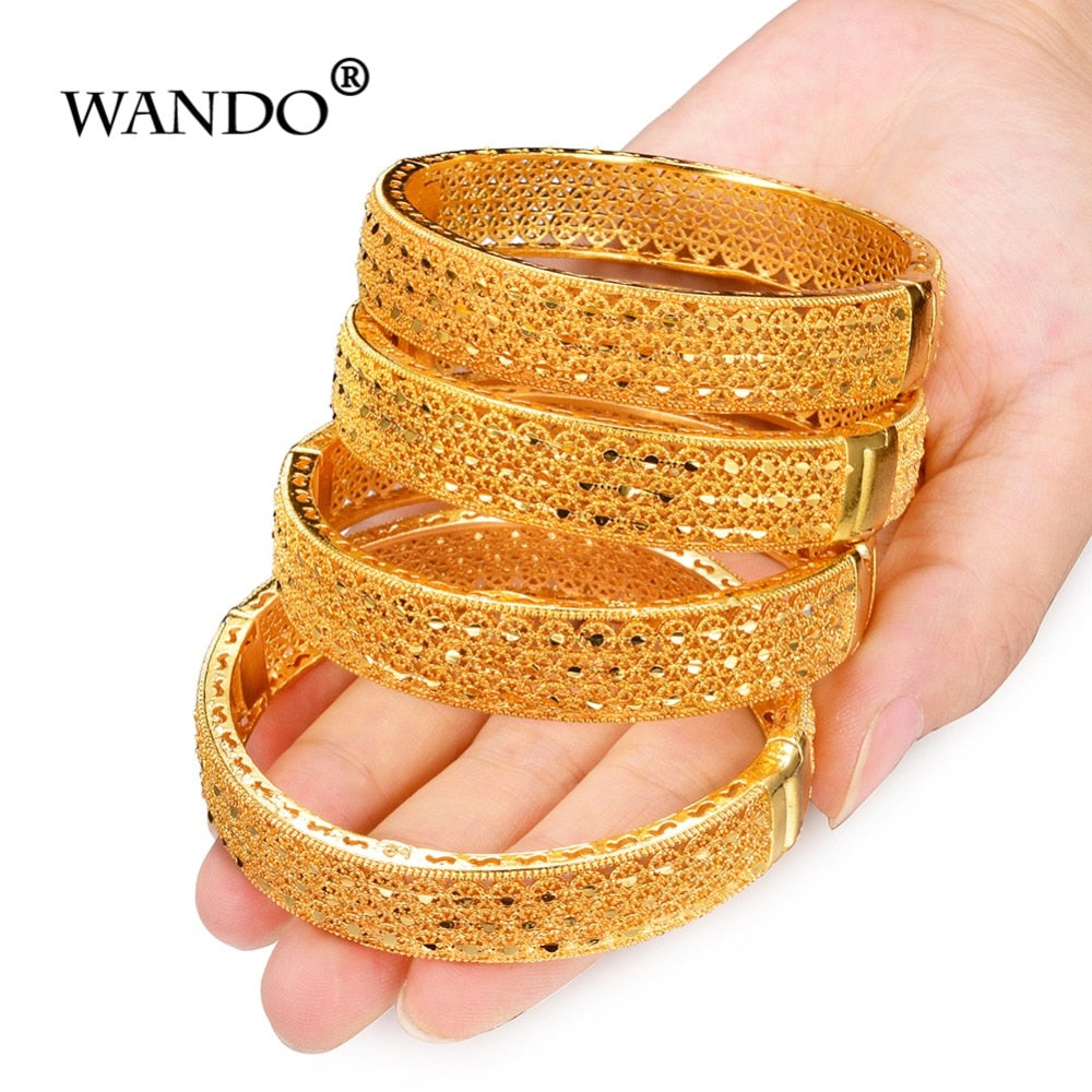 4pcs/lot Charm Bracelets for Women luxury Brand Gold Color Hollow Holid Beach Party Bangle Jewelry Indian jewelry wb132