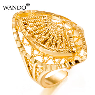 Dubai Gold Ring 24K Gold Color Engagement Women Men Finger Ring For Ethiopian / African/ Nigerian Design wr23