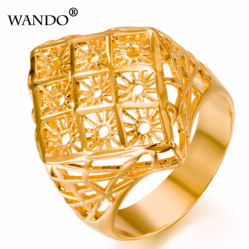 Dubai Gold Ring 24K Gold Color Engagement Women Men Finger Ring For Ethiopian / African/ Nigerian Design wr21