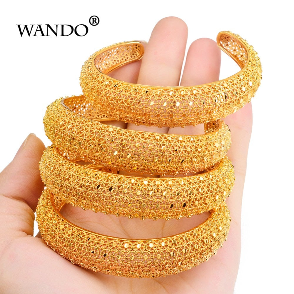 Newest 4pcs/lot Ethiopian Jewelry Gold Color Bangles Dubai Gold Bangles For African Bangles&Bracelets for Women Gifts b141