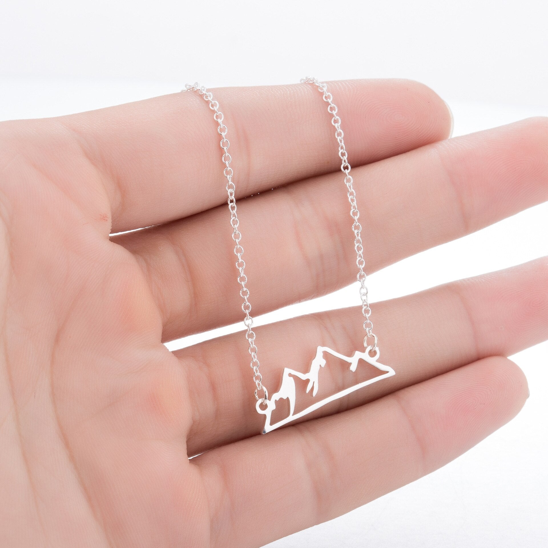 WANGAIYAO Necklace Mountain Peak Personality Hollow Snow Mountain Necklace Simple Female Jewelry Stainless Steel Holiday Necklac