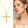 WANGAIYAO temperament angel wings ladies pendant simple and versatile cross inlaid zircon jewelry necklace Valentine