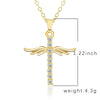 WANGAIYAO temperament angel wings ladies pendant simple and versatile cross inlaid zircon jewelry necklace Valentine