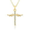WANGAIYAO temperament angel wings ladies pendant simple and versatile cross inlaid zircon jewelry necklace Valentine