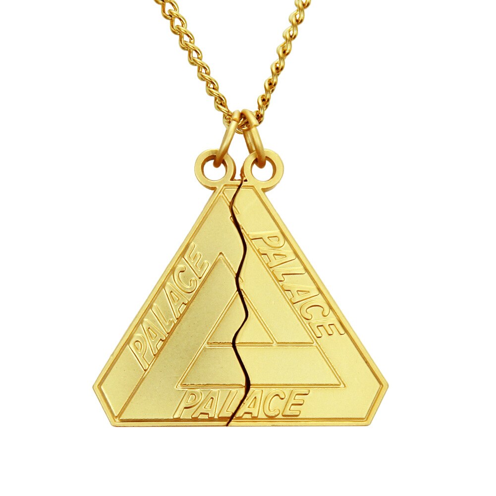 WANGAIYAO hip-hop personality trend triangle two halves split men and women long stainless steel pendant necklace co