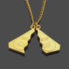 WANGAIYAO hip-hop personality trend triangle two halves split men and women long stainless steel pendant necklace co