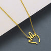 WANGAIYAO style accessories stainless steel pendant necklace female palm gesture lady clavicle chain jewelry creative jewelr