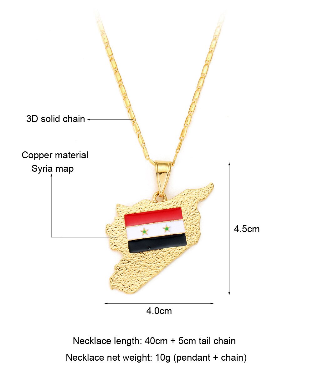 WANGAIYYAO Syrian Flag Map Couple Necklace Item Jewelry Hip Hop Oil Necklace