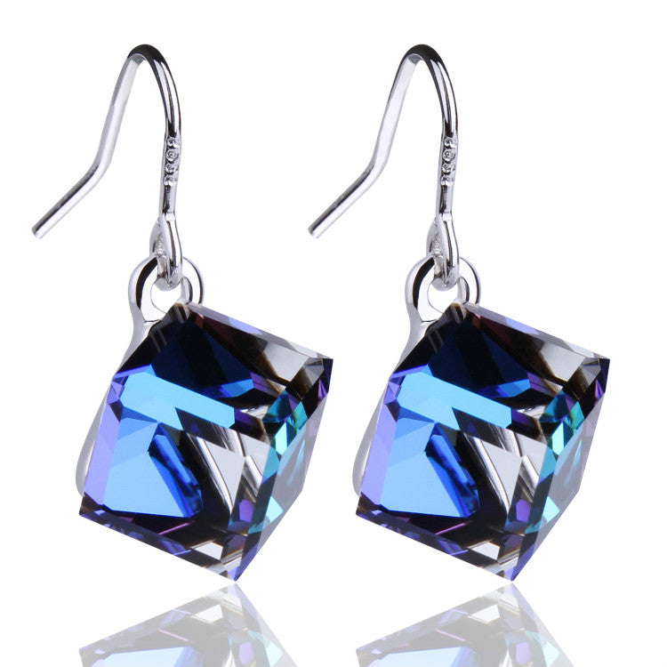 Crystal from Swarovski 925 Silver Earrings Drop Earring Square Cube Dangle Earring Fine Jewelry Gift Lady Brincos