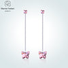Crystal from Swarovski 925 Sliver Women Earring Fine Jewelry Crystal Butterfly Long Drop Earring for Party Brincos