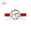 Crystal from Swarovski Bangle Women Bracelet Round Ring Colorful Crystal Leather Chain Bracelet Birthd Bangles