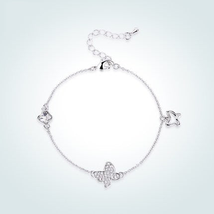 Crystal from Swarovski Bracelets for Women Butterfly Crystal Sliver-color Link Bracelet Fine Jewelry Gift for Lady