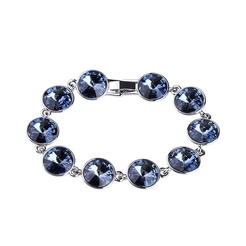 Crystal from Swarovski Women Bracelets Luxury Blue Round Stone Charm Bangle & Bracelets Fine Jewelry Birthd Gifts