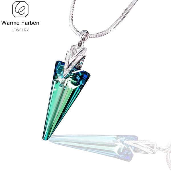 Crystal from Swarovski Women Necklace Fine Jewelry Triangle Crystal Pendant Necklace with Snake Chain Collares