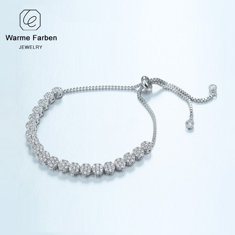 Crystal from Swarovski for Women Bracelet Silver Zircon Rhinestone Adjustable Bangle & Bracelet Party Jewelry Girls