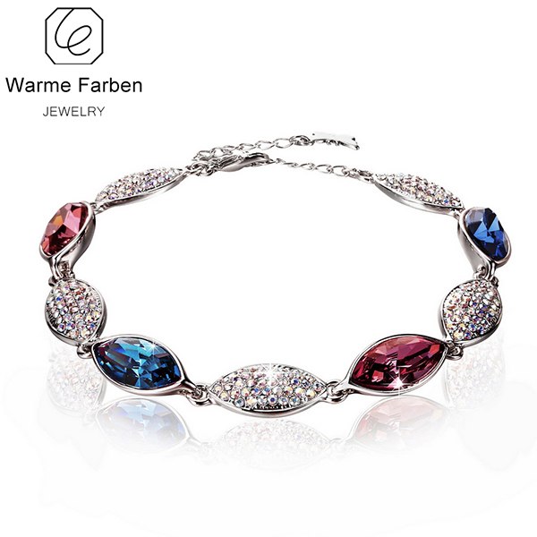 Jewelry Bracelets for Women Crystal from Swarovski Inlaid Colorful Bracelets Zircon Link Party Bangles Pulseira
