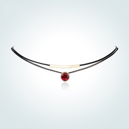 Women Choker Necklace Baroque Clavicle Black Double Rope link Chain Collares round crystal Pendant Necklace Torques