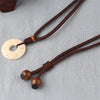 WEIYU Tibetan Buddhist Simple Rope Chain With Handcarved OM Mantra Sign Tagua Nut Pendant Necklace Buddhism Amulet Jewelry