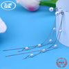 120MM Long Pearl Earrings 925 Sterling Silver Tassel Chain With Pearls Dangle Drop Earings Ear Studs Jewellery Women W2 EB090