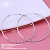 925 Sterling Silver Big Hoop Earrings Large Round Circle Ear Hoops Women Simple Creole Jewellery Gift 35MM 55MM NEW W2 ED006