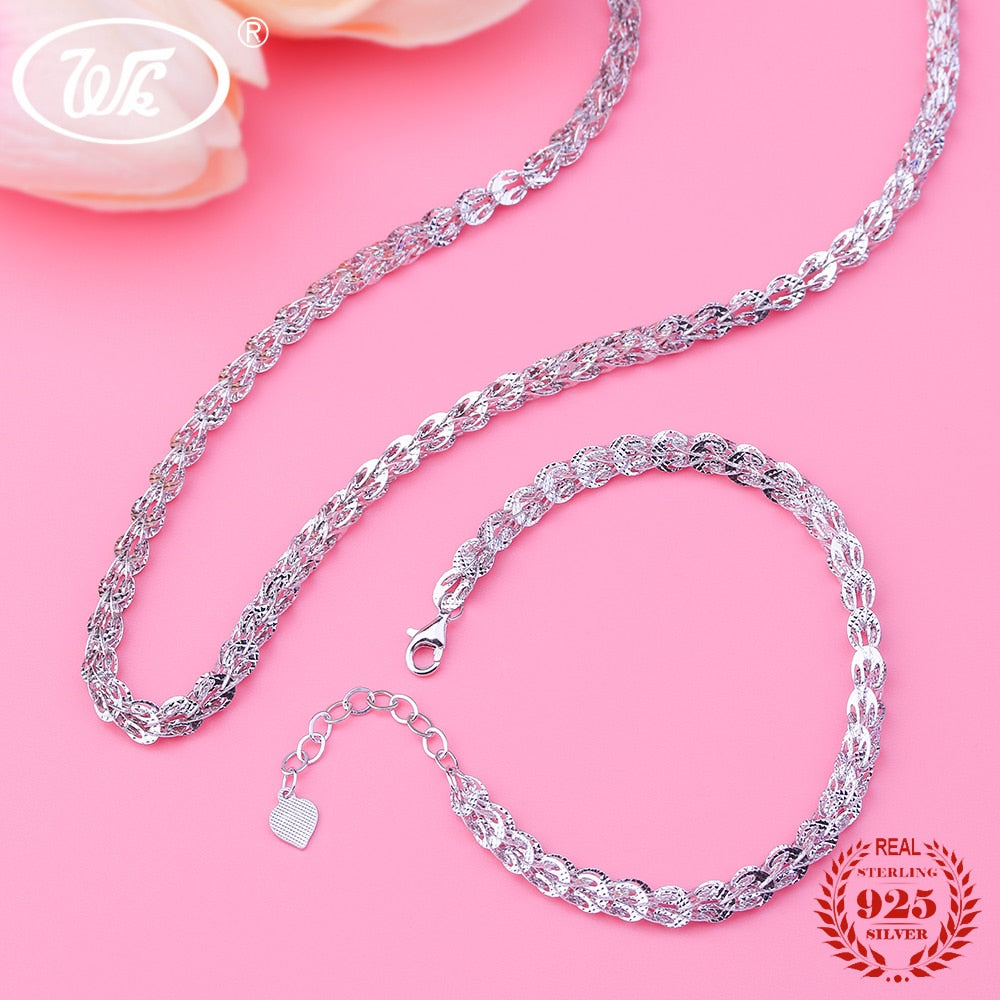925 Sterling Silver Bracelet Necklace Chain Silver 925 Set NEW 2020 Jewellery Wedding Jewelry Sets For Women Bride Gift W6