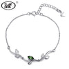 925 Sterling Silver Leaf Bracelet With Crystal Tree Branch Link Chain Bracelets For Women Girls Valentines D Gift W2 BA030