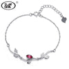 925 Sterling Silver Leaf Bracelet With Crystal Tree Branch Link Chain Bracelets For Women Girls Valentines D Gift W2 BA030