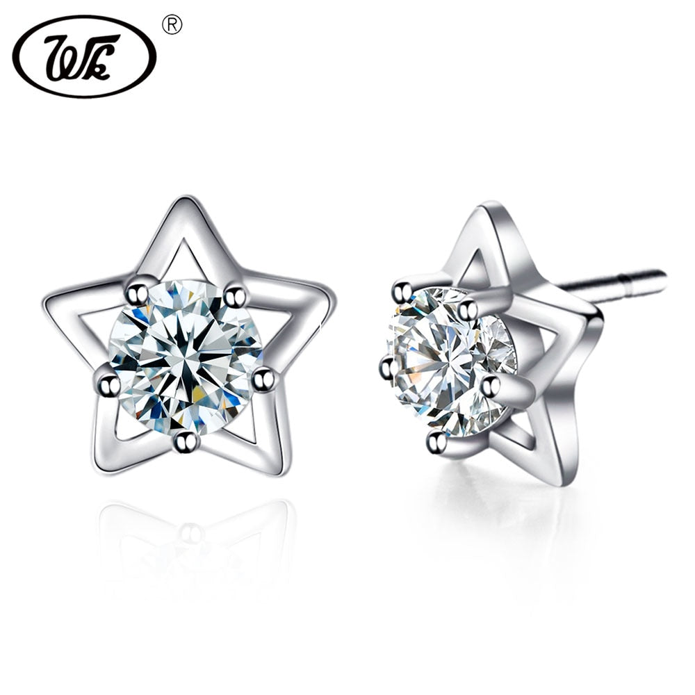 925 Sterling Silver Stud Earrings Star Heart Crystal 2020 Women Earring Brincos Fine Jewelry   Wholesale OW EA044