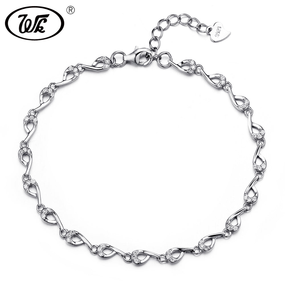 Brand 925 Sterling Silver Trending Design Letter 6 Chain Link Bracelet For Women Girls Ladies Fine Jewelry For Party EW BA026