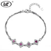 Luxury 925 Sterling Silver Bracelet Women Red Jade Flower Party Wedding Box Chain Link Bracelets Female Jewelry Gift W4 BA006