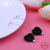 NEW Blace Red Plush Heart Drop Earrings For Women 925 Sterling Silver Long Tassel Velvet Statement Korean Earings W4 EB088