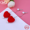 NEW Blace Red Plush Heart Drop Earrings For Women 925 Sterling Silver Long Tassel Velvet Statement Korean Earings W4 EB088
