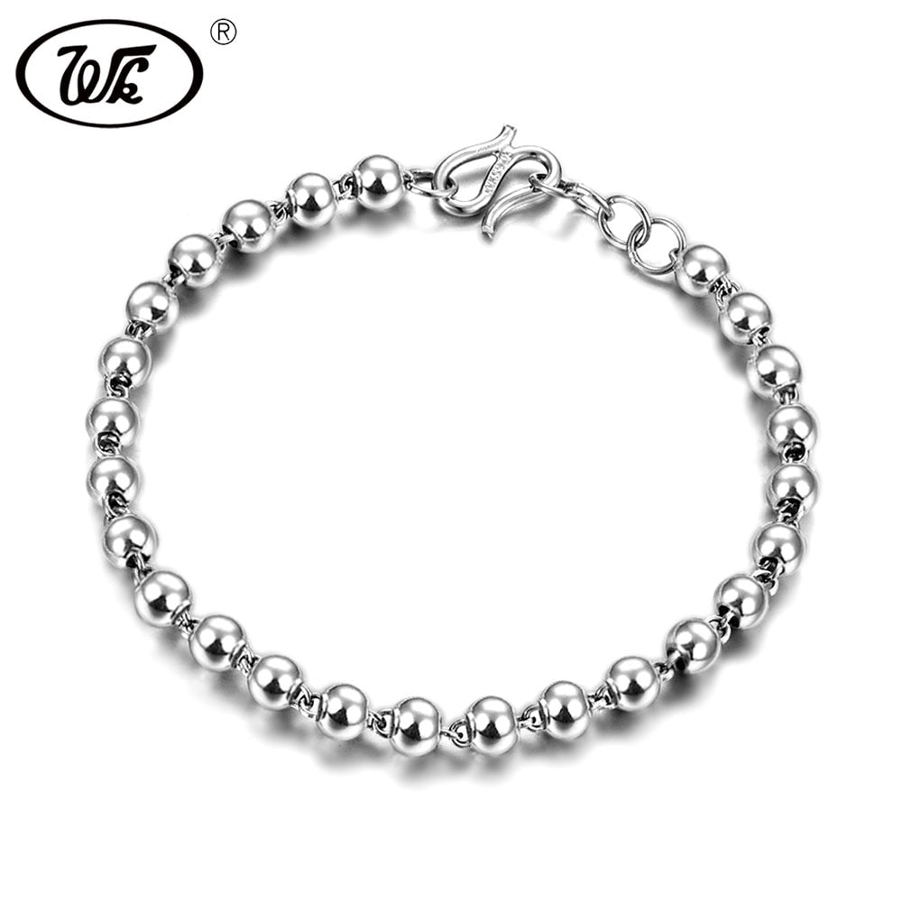 Real Pure 925 Sterling Silver 4MM Bracelet Men Women Ball Charms Hand Chain Beads Bracelets Jewelry Dropshipping NEW EW BM004