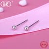 Real Pure 925 Sterling Silver High Polished Smooth Ball Earrings Female Women Girls Classic Simple Earing Brincos S925 EA078
