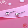 Real Pure 925 Sterling Silver High Polished Smooth Ball Earrings Female Women Girls Classic Simple Earing Brincos S925 EA078