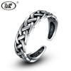Solid 925 Sterling Silver Weaving Net Simple Vintage Open Ring Adjustable Antique Biker Rings For Women Girls Gift OW RF031
