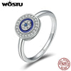 100% 925 Sterling Silver Lucky Blue Eyes Samsara Finger Ring For Women Good Luck Jewelry Gift CQR208