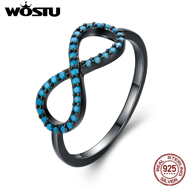925 Sterling Silver & Black Gold Color Infinite Love Finger Rings For Women Luxury Jewelry Aliexpress Gift CQR122