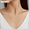 WOSTU Authentic 925 Sterling Silver Plated Gold Simple Chain Necklace Women Wedding Party Fine  Jewelry Gift Making