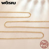 WOSTU Authentic 925 Sterling Silver Plated Gold Simple Chain Necklace Women Wedding Party Fine  Jewelry Gift Making