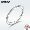 Genuine 100% 925 Sterling Silver Simple Geometric Round Single Stackable Finger Rings For Women Engagement Jewelry DXR066