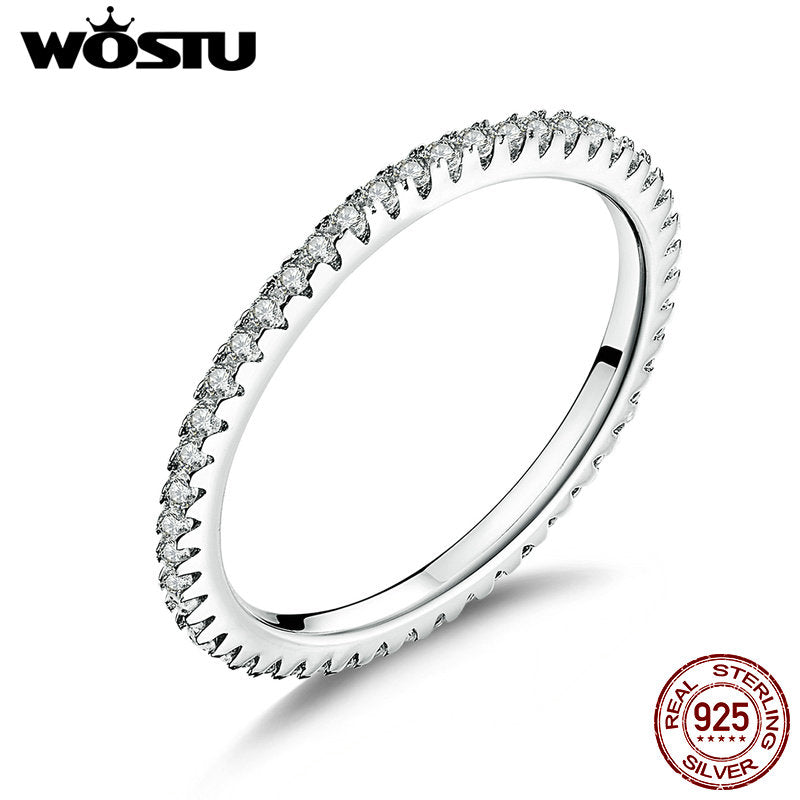 Genuine 100% 925 Sterling Silver Simple Geometric Round Single Stackable Finger Rings For Women Engagement Jewelry CQR066