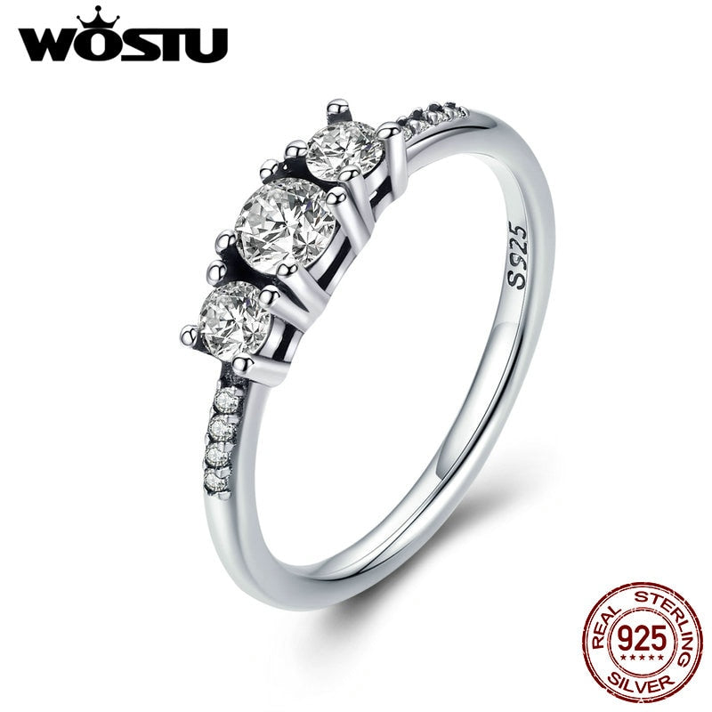 Real 100% 925 Sterling Silver Fairytale Sparkling Ring, Clear CZ Finger Ring for Women Wedding Engagement Jewelry XCH7645