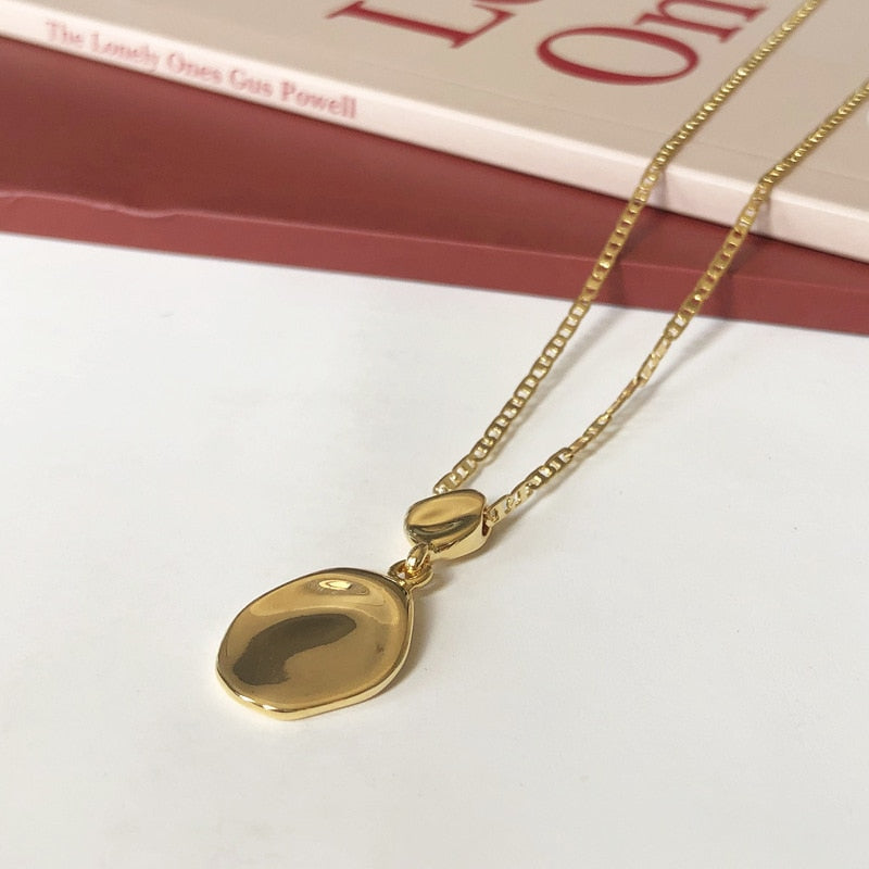 WTLTC 2021 INS Hammered Small Coin Pendant Necklaces for Women Minimalist Irregular Disc Necklace Retro Link layered Chokers