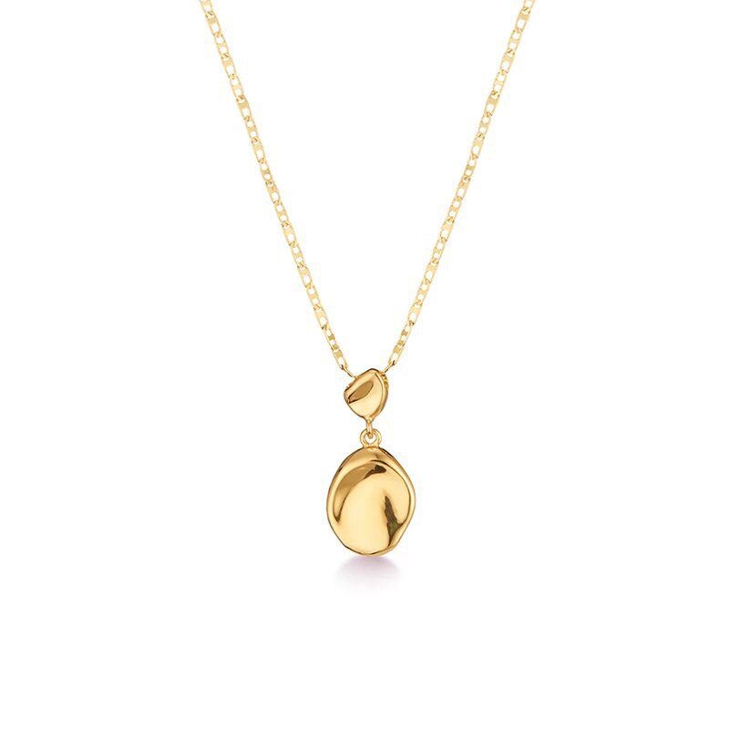 WTLTC 2021 INS Hammered Small Coin Pendant Necklaces for Women Minimalist Irregular Disc Necklace Retro Link layered Chokers