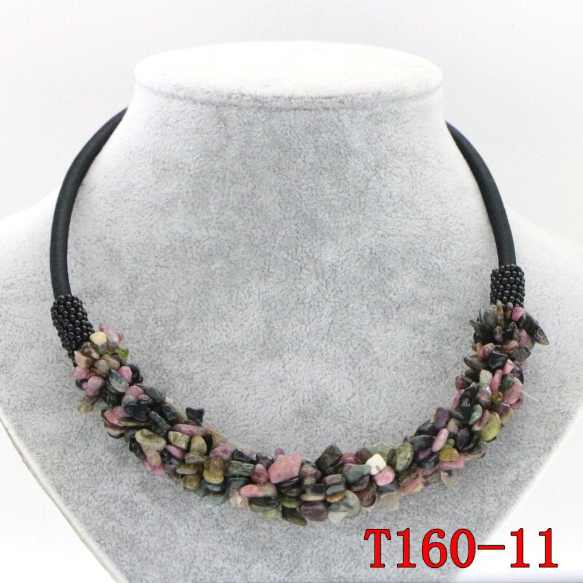WUBIANLU 13 Style Red Coral Aventurine Fluorite Crystal Shell Necklace Women In Choker Necklaces Jewelry Bohemia T160