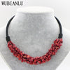 WUBIANLU 13 Style Red Coral Aventurine Fluorite Crystal Shell Necklace Women In Choker Necklaces Jewelry Bohemia T160